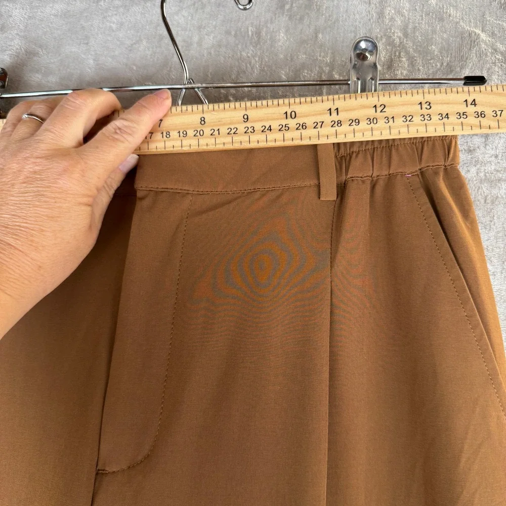 Alo Yoga Pursuit Trouser Brown Toasted Almond Wide Leg Pleated Pants Women small